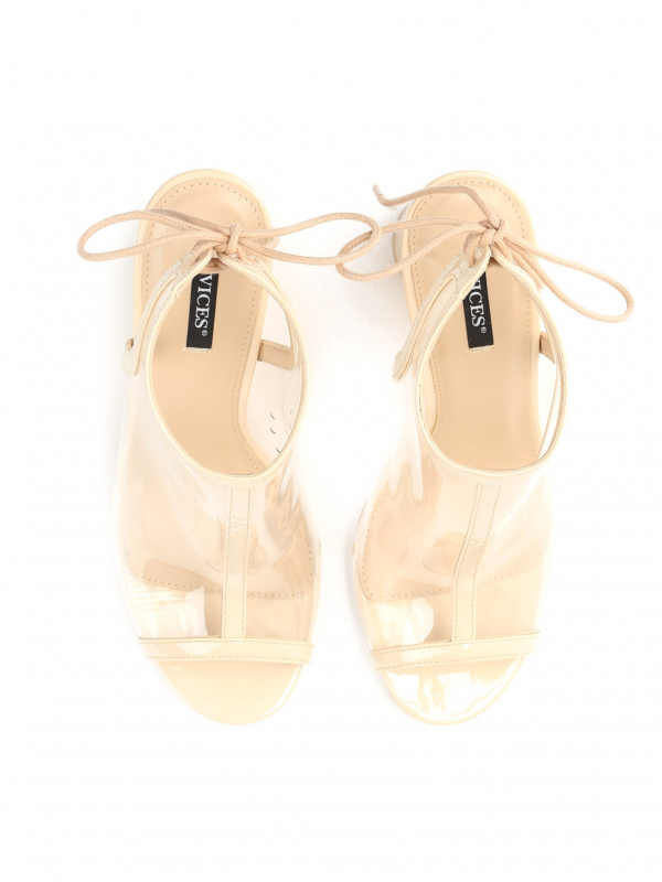 Dámske sandále na stĺpovom opätku 9180-1 béžové