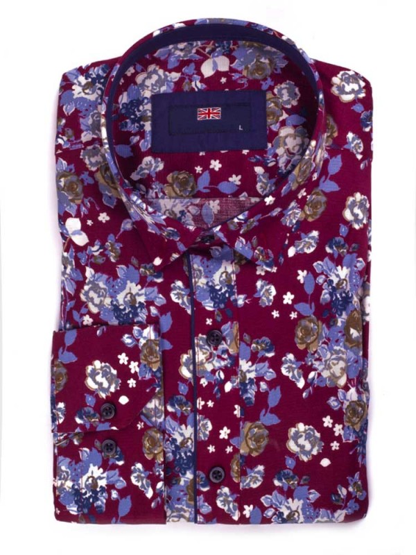 Pánska košeľa 24-002 svetlo-modrá s kvetom  