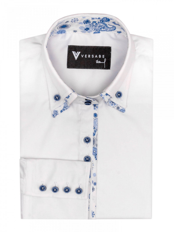 Dámska košeľa Slim Fit VS-DK1901 biela dámska košela, dámske oblečenie, elegantná košeľa, spoločenské oblečenie, oblečenie do práce, košeľa pre ženu, karovaná košeľa, karo, biela košeľa, biela kosela, darček, Vianoce, narodeniny, pracovná košeľa, pracovna kosela, elegantná košeľa, elegantna kosela, modrá košeľa, modra kosela