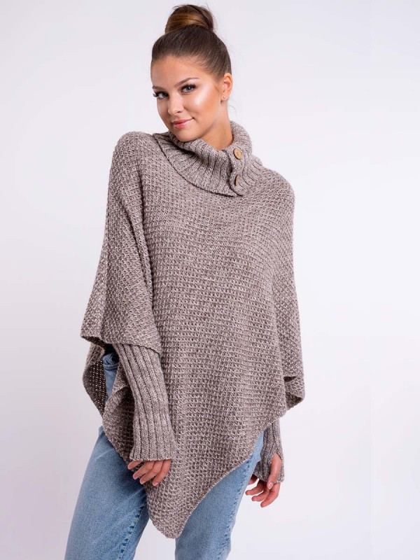 Dámske pletené pončo FELICIA hnedé Dámske pletené pončo FELICIA hnedé