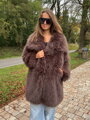 Dámsky umelý kožuch H1 v čokoládovej farbe