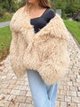 Dámsky béžový kožuch z M1 mongolskej ovce