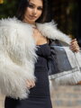 Dámska luxusná kožušinová bunda z pravej mongolskej ovce – biela