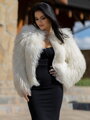 Dámska luxusná kožušinová bunda z pravej mongolskej ovce – biela