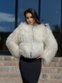 Dámska luxusná kožušinová bunda z pravej mongolskej ovce – biela