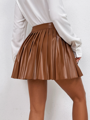 Dámska krátka koženková čoko sukňa 