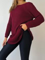 Dámsky pletený burgundy sveter 