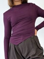 Dámsky asymetrický top v slivkovej farbe s dlhým rukávom
