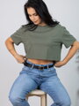 Dámsky oversize croptop VSB LILLY oliva