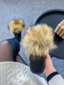 Huňaté papuče  hnedé Model 52 dámske s kožušinkou