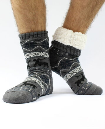 Pánske termo ponožky - protišmykové 14 sobík šedé