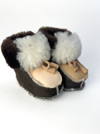 Teplé kožené capačky pre batoľatá veľ. o 6-12 mesiacov