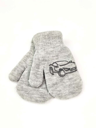 Chlapčenské rukavice s AUTOM svetlo-sivé