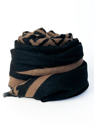 Pánsky vzorovaný šál v čierno-hnedej farbe