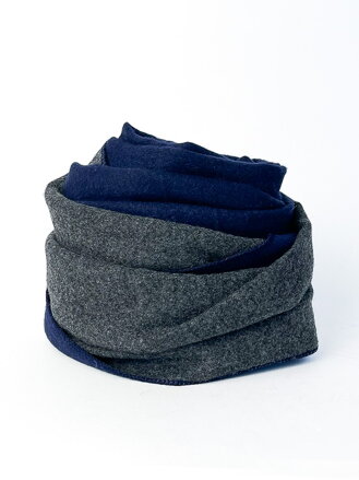 Elegantný pánsky šál v tmavo modrej a sivej farbe