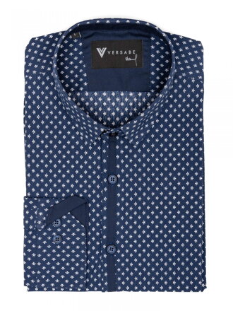 Pánska košeľa VSB1906  tmavomodrá s barokovým vzorom   