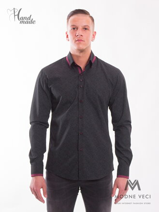 Pánska košeľa čierna so vzorom VSB1702