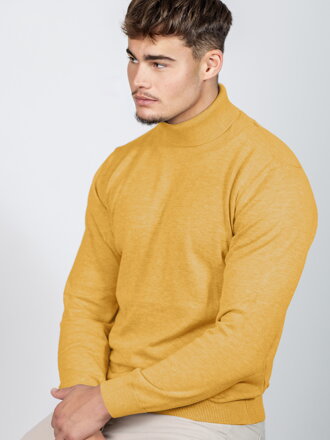 Pánsky žltý moderný rolák s dlhým rukávom 