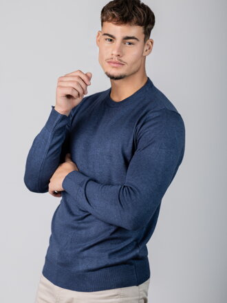 Pánsky tmavomodrý sveter O01 s okrúhlym výstrihom