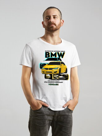 Pánske biele tričko s potlačou VSB BMW