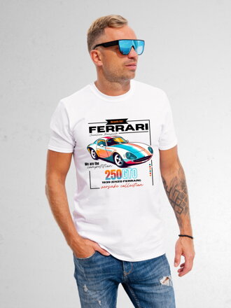 Pánske biele tričko s potlačou VSB FERRARI