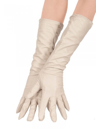 Dámske kožené rukavice dlhé  40 cm - béžové