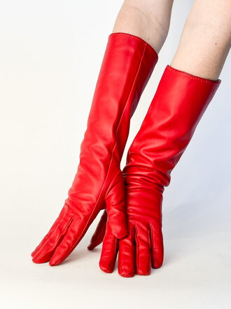 Dámske kožené rukavice - 42 cm - červené