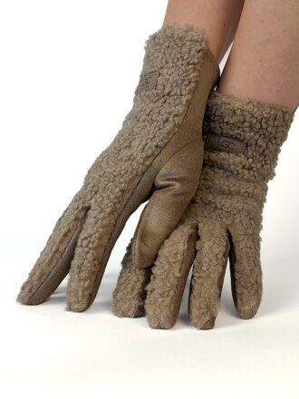 Dámske TEDDY rukavice v tmavo-béžovej farbe