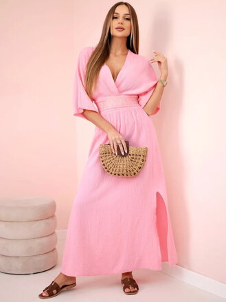 Mušelínové šaty s ART88529 výšivkou v páse 