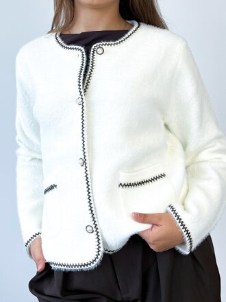 Luxusný dámsky kardigán v bielej farbe