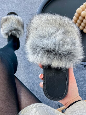 Huňaté papuče sivé Model 51 dámske