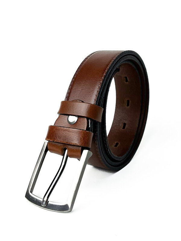 Oblekový kožený opasok pre pánov v hnedej farbe 2,6cm