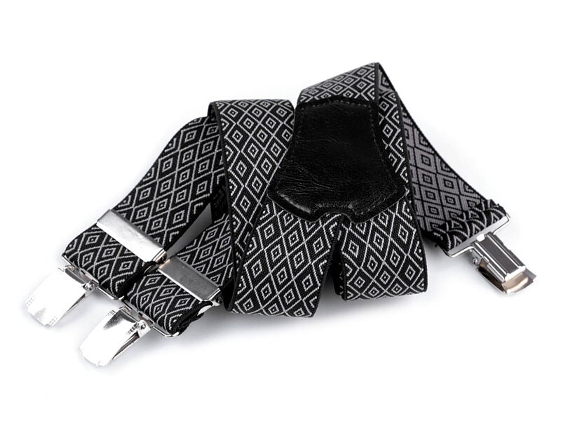 Traky dĺžka 120 cm šírka 3,5 cm čierna biela vzor 650352