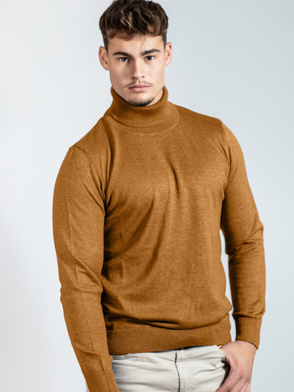 Pánsky bavlnený rolák škoricový