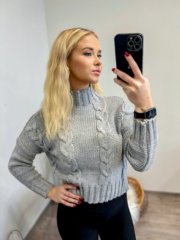 Dámsky sivý pohodlný sveter