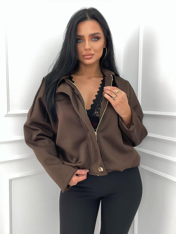 Dámska čokoládová bunda oversize 