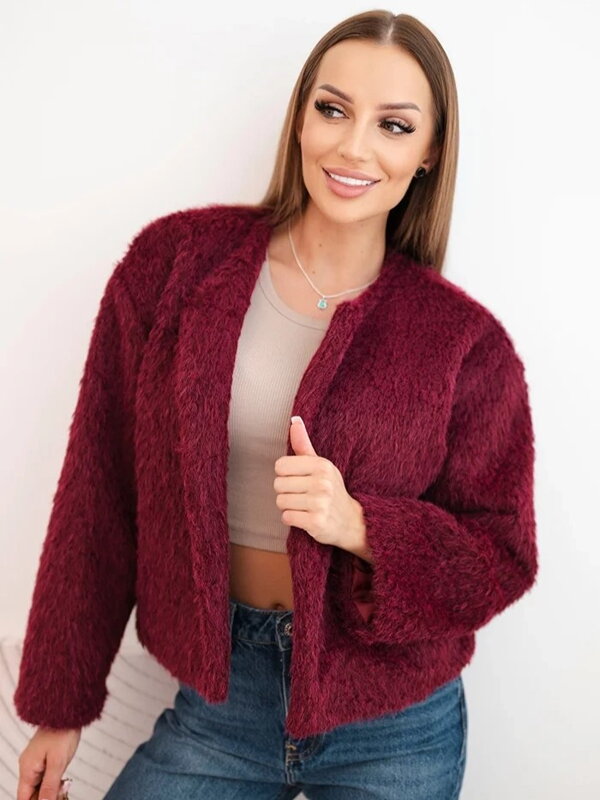 Kožušinová bordová 7393 bunda