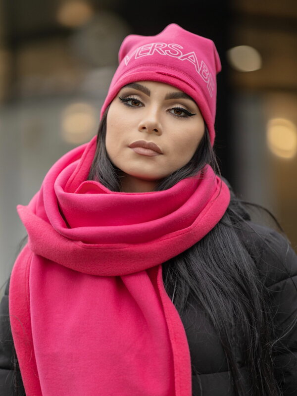 Teplákový set VSB NELA čiapka + šál ružová 