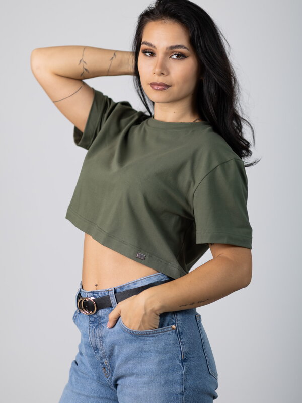 Dámsky oversize croptop VSB LILLY oliva